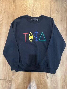 TISA Taz Arnold Logo Graphic Crewneck Men Black  Y2K Sz L